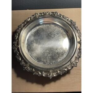 Towle Silverplate Footed Tray + Pyrex Pie Plate AA-6 Vintage Set 12”